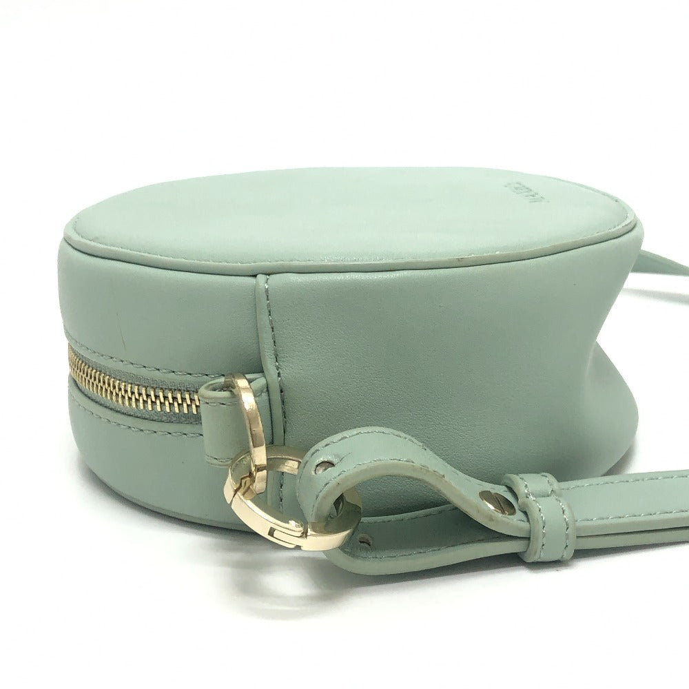 MAX&CO logo Round Crossbody Bag Shoulder Bag Leather Light blue Used