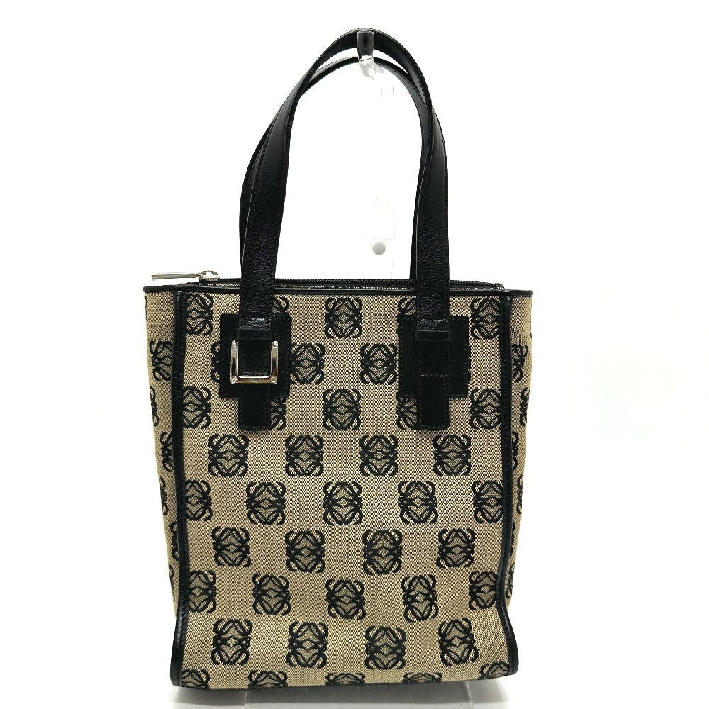 LOEWE anagram Tote Bag Handbag Hand Bag Canvas Beige/Black Used
