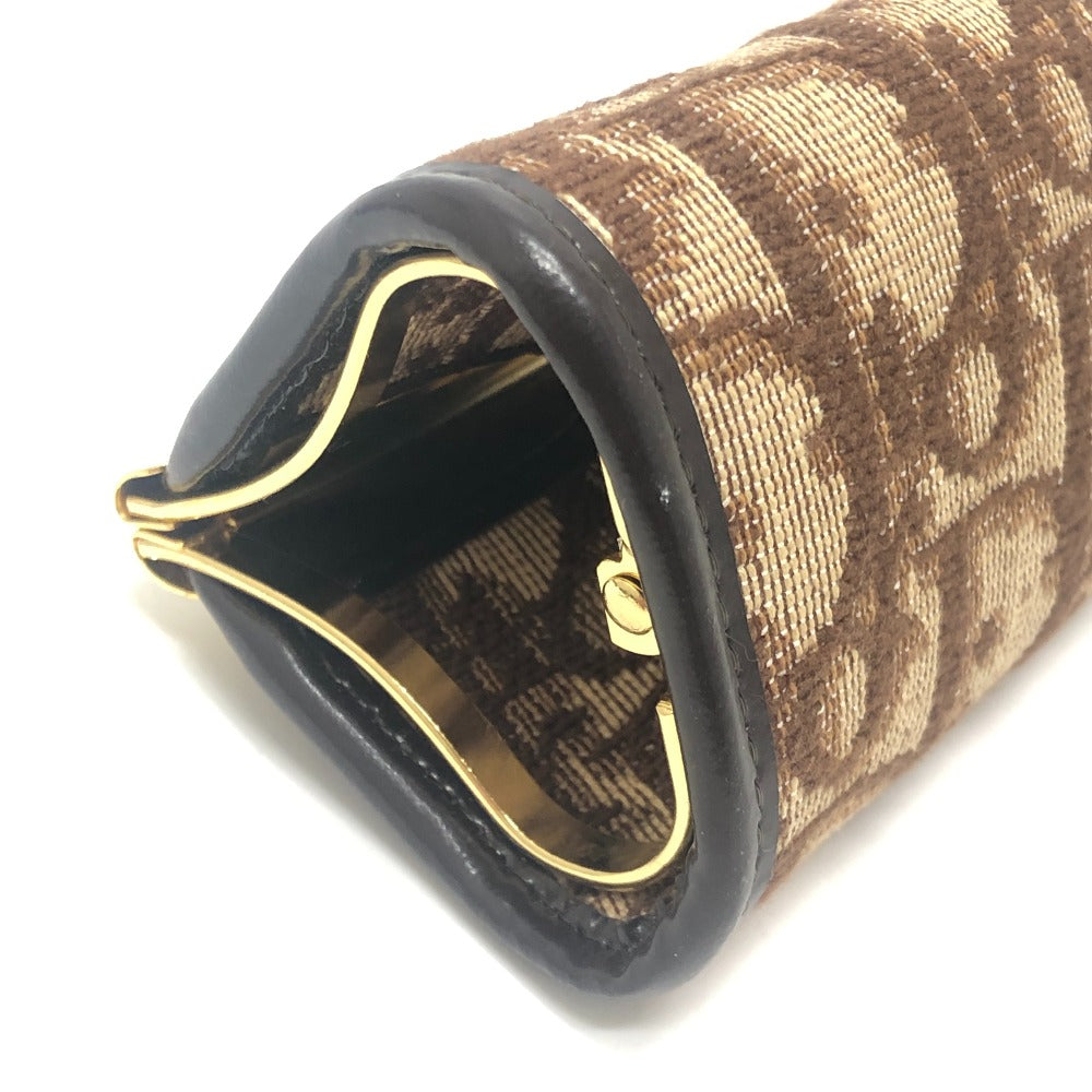 Dior Trotter pattern logo Vintage Kisslock Coin Compartment coin purse Canvas Brown Used