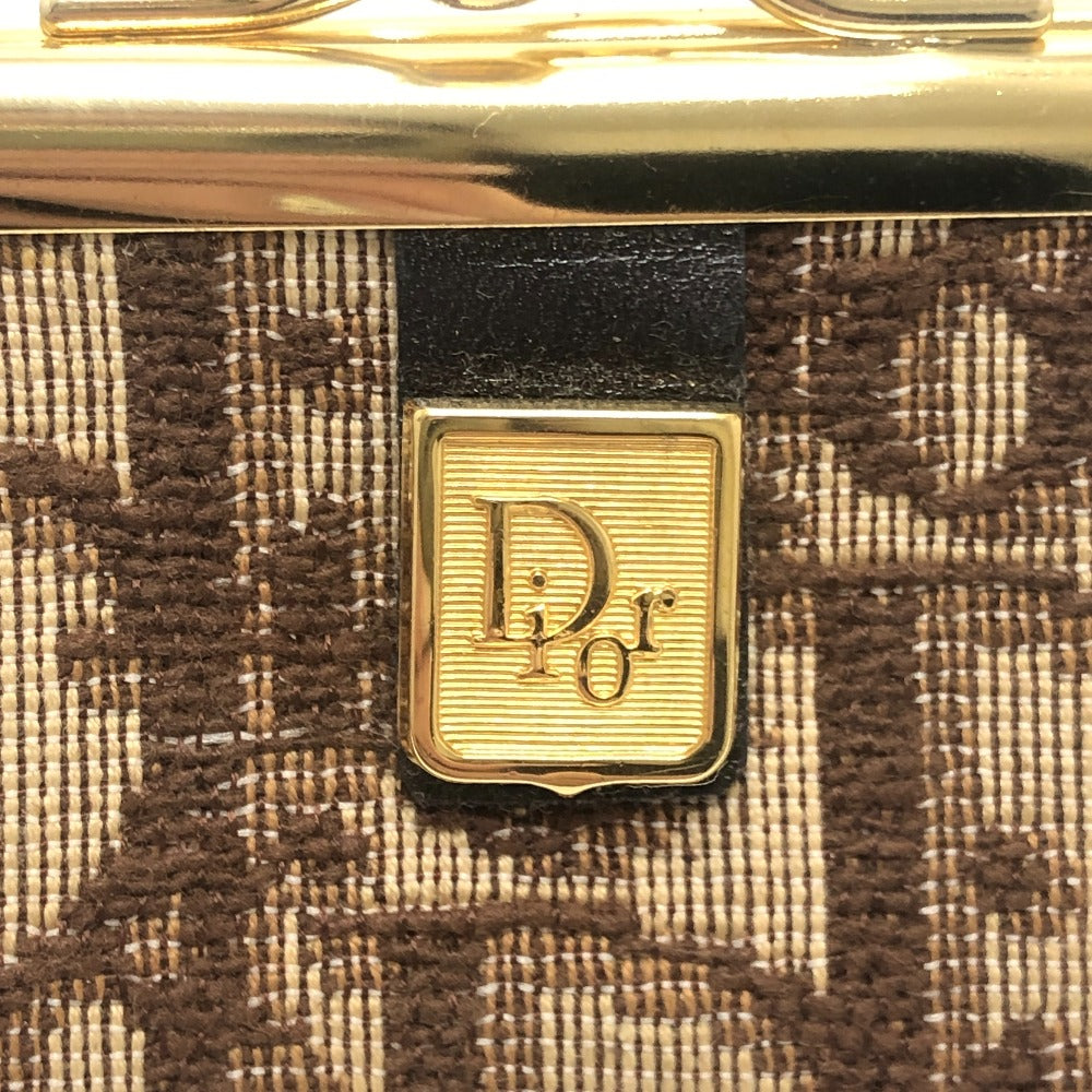 Dior Trotter pattern logo Vintage Kisslock Coin Compartment coin purse Canvas Brown Used