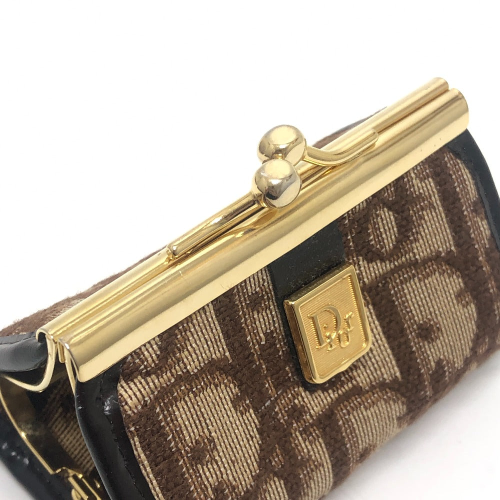 Dior Trotter pattern logo Vintage Kisslock Coin Compartment coin purse Canvas Brown Used