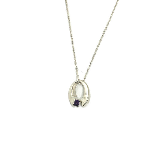 GUCCI 1P Amethyst Chain Necklace SV925 Silver Used