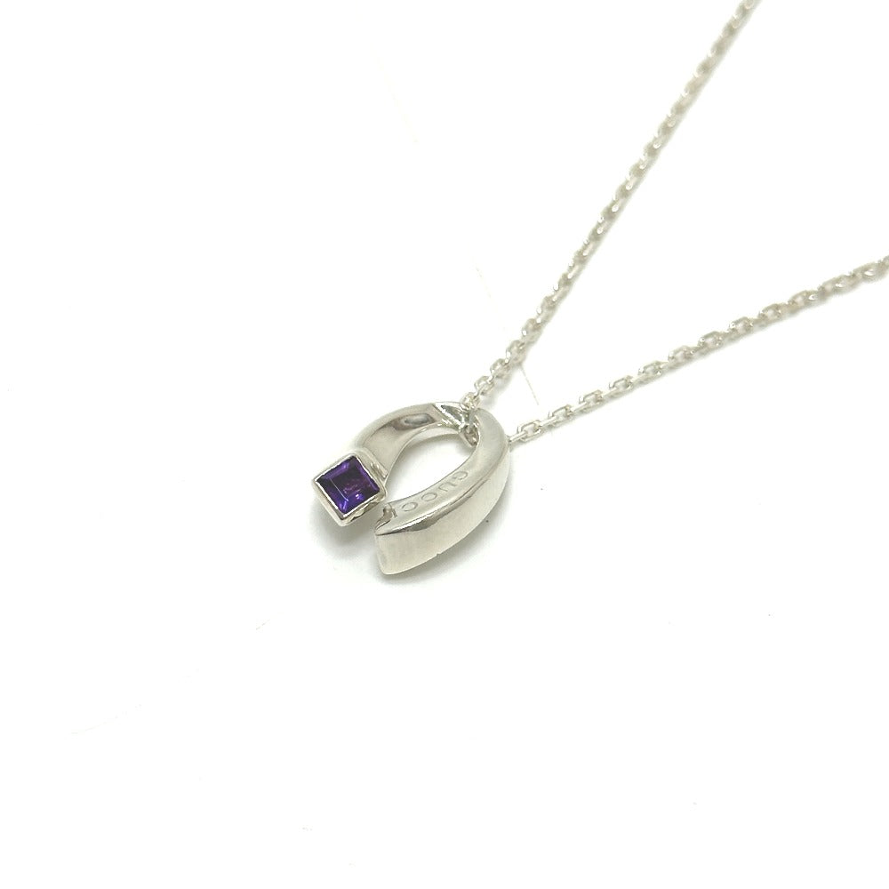 GUCCI 1P Amethyst Chain Necklace SV925 Silver Used
