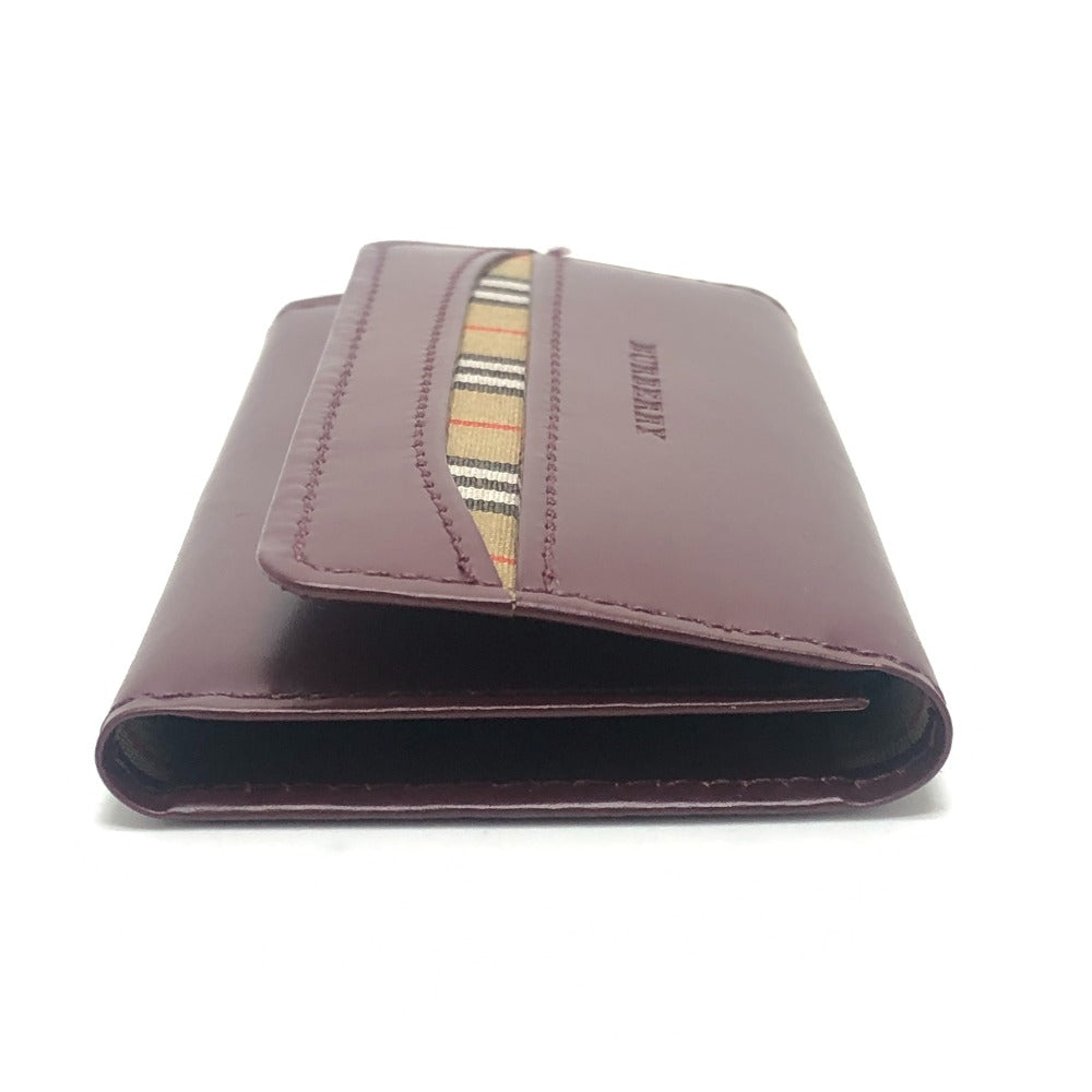 BURBERRY Check pattern nova check 3 sets of accessories Key Case Leather wine-red Used
