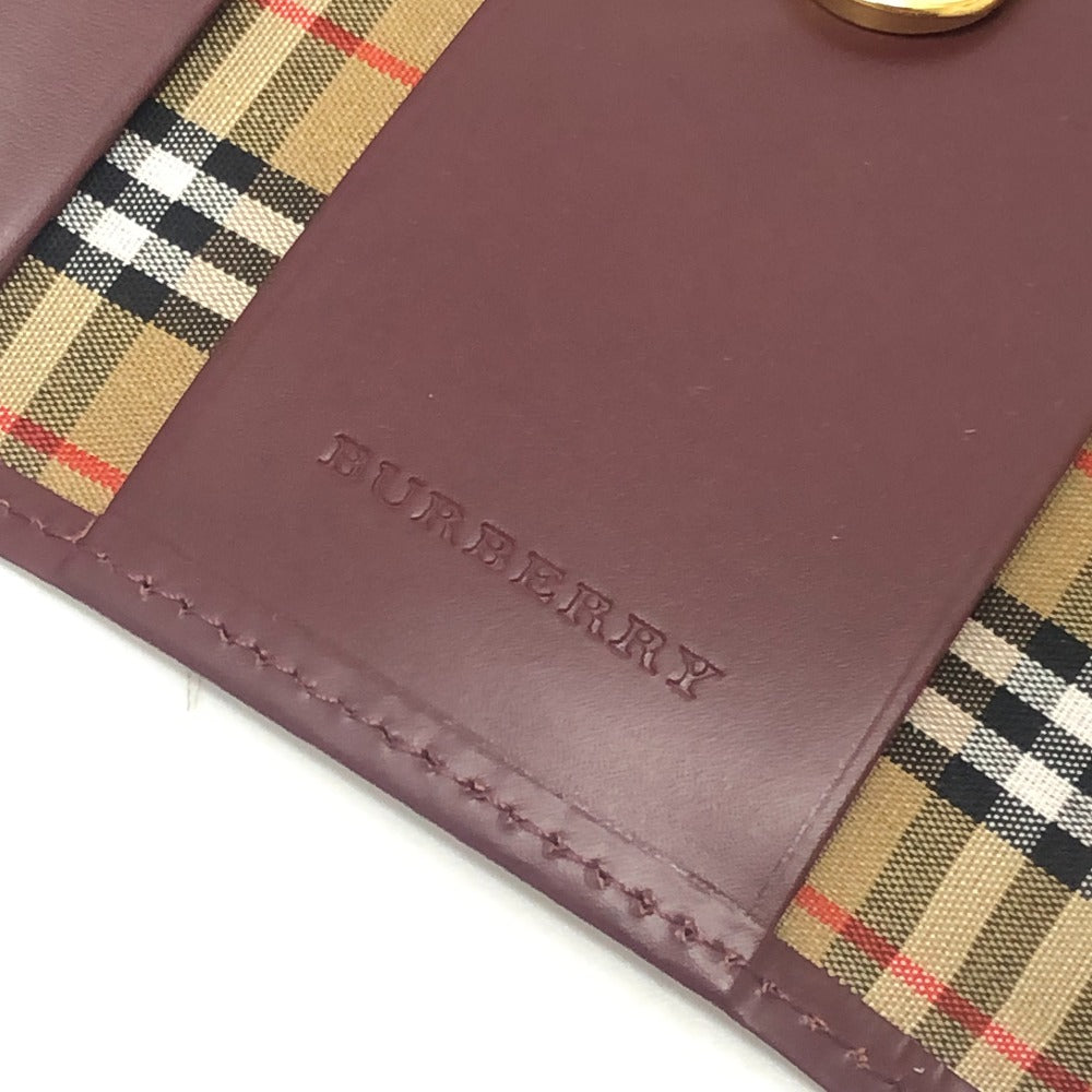 BURBERRY Check pattern nova check 3 sets of accessories Key Case Leather wine-red Used