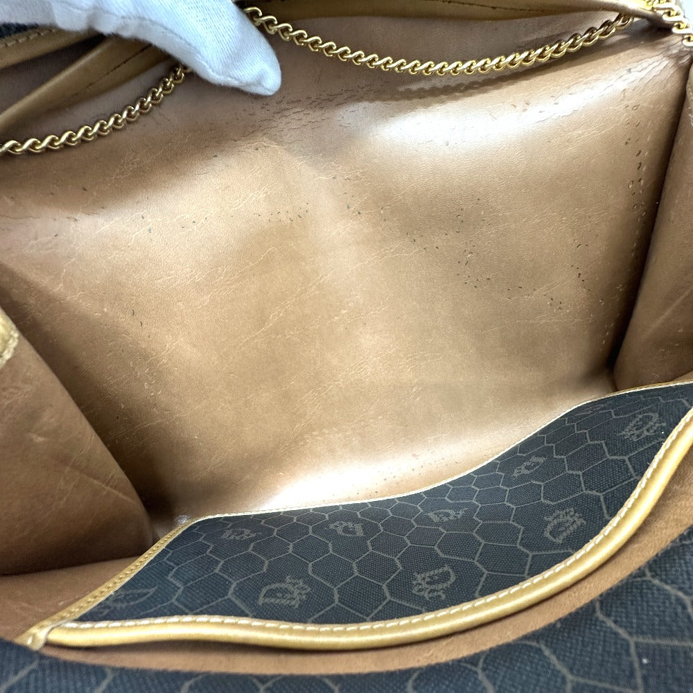 Dior vintage Overall handle Chain Shoulder Bag PVC/Leather Black x Brown Used