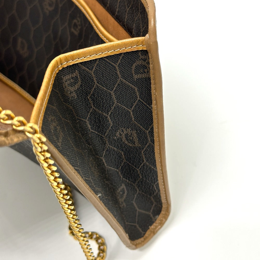 Dior vintage Overall handle Chain Shoulder Bag PVC/Leather Black x Brown Used