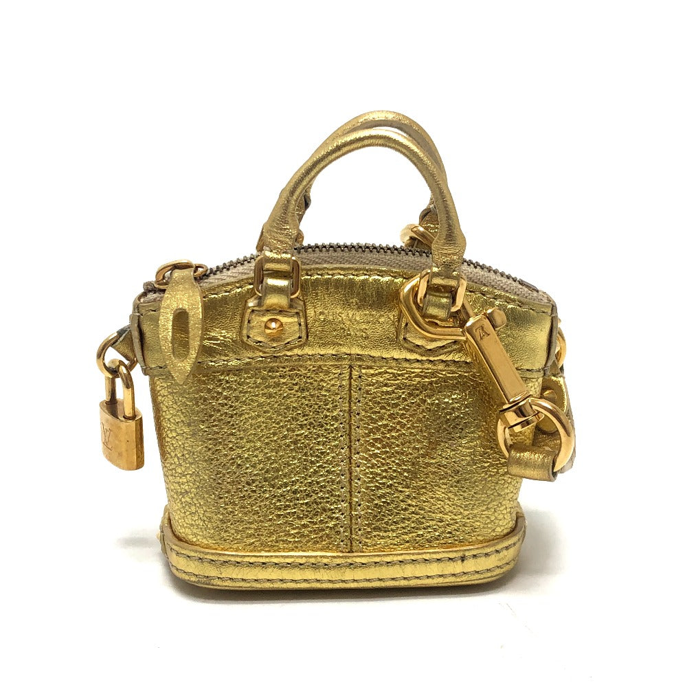 LOUIS VUITTON Mini Lockit Small item Key Holder Mini Pouch Bag Bag Charm Suhari leather Gold Used