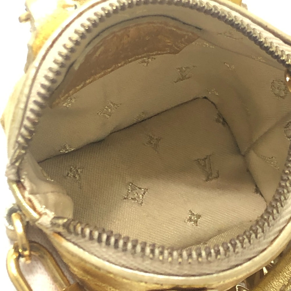 LOUIS VUITTON Mini Lockit Small item Key Holder Mini Pouch Bag Bag Charm Suhari leather Gold Used