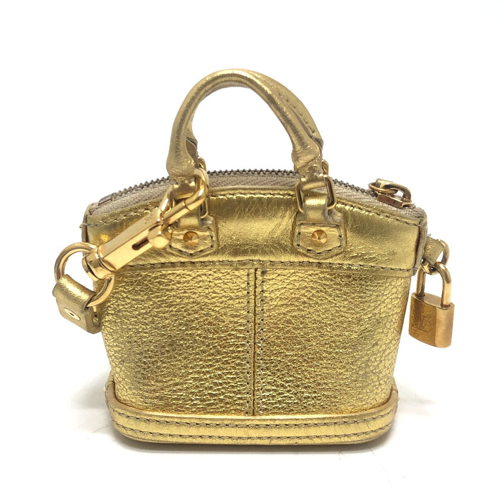 LOUIS VUITTON Mini Lockit Small item Key Holder Mini Pouch Bag Bag Charm Suhari leather Gold Used