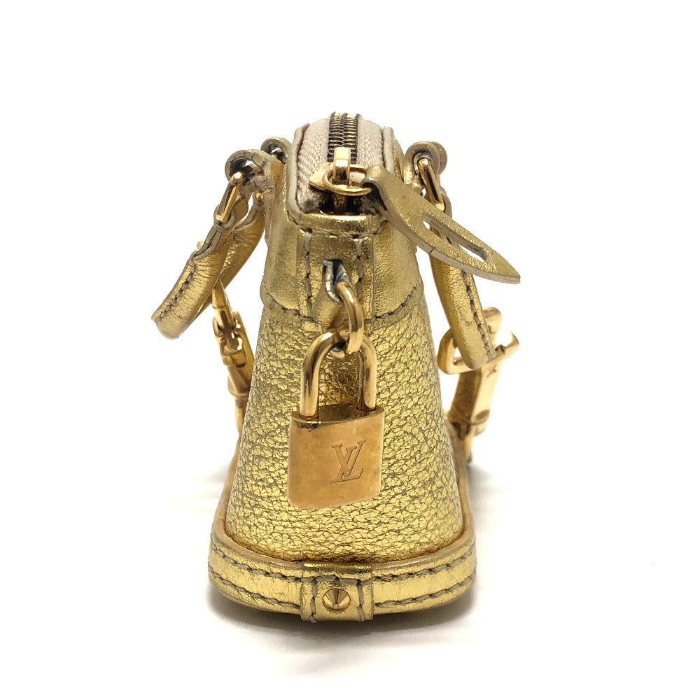 LOUIS VUITTON Mini Lockit Small item Key Holder Mini Pouch Bag Bag Charm Suhari leather Gold Used