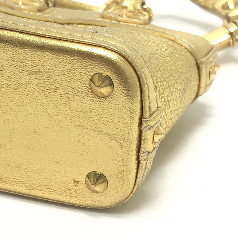 LOUIS VUITTON Mini Lockit Small item Key Holder Mini Pouch Bag Bag Charm Suhari leather Gold Used