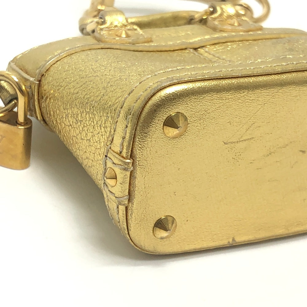 LOUIS VUITTON Mini Lockit Small item Key Holder Mini Pouch Bag Bag Charm Suhari leather Gold Used
