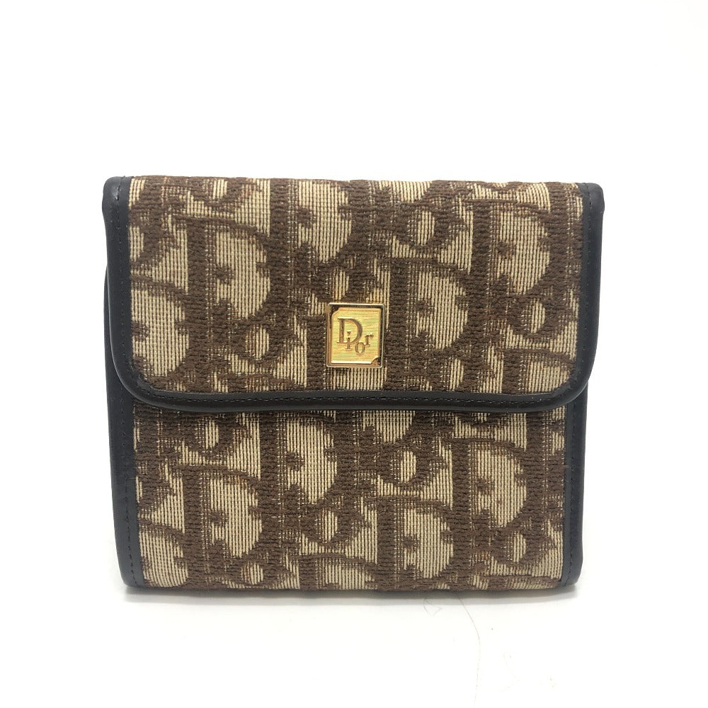 Dior Trotter pattern Short wallet, mini wallet, vintage Trifold wallet Canvas Brown Used