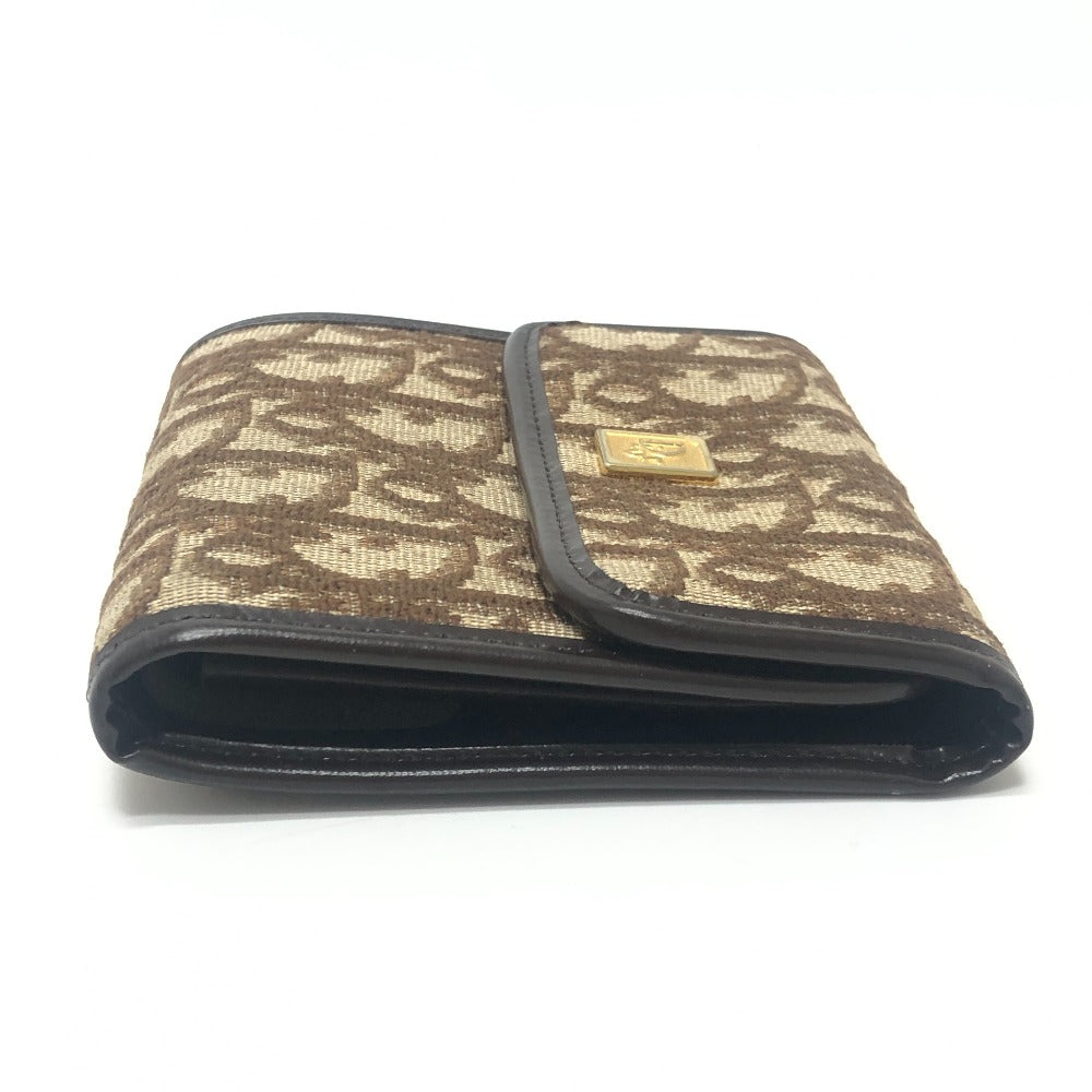 Dior Trotter pattern Short wallet, mini wallet, vintage Trifold wallet Canvas Brown Used