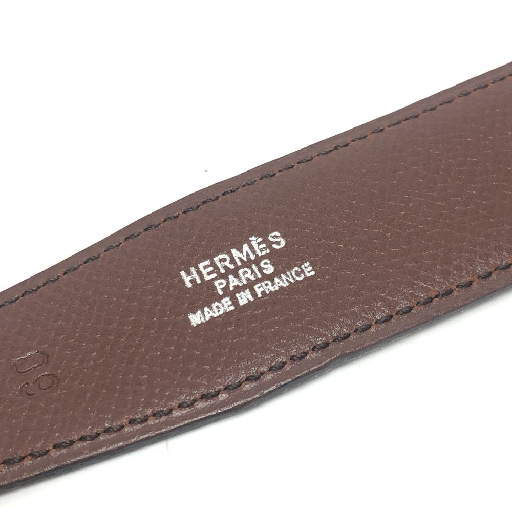 HERMES Stitched square buckle Reversible belt for bottoms. belt Bock Scarf / Epsom Blue x Brown Used