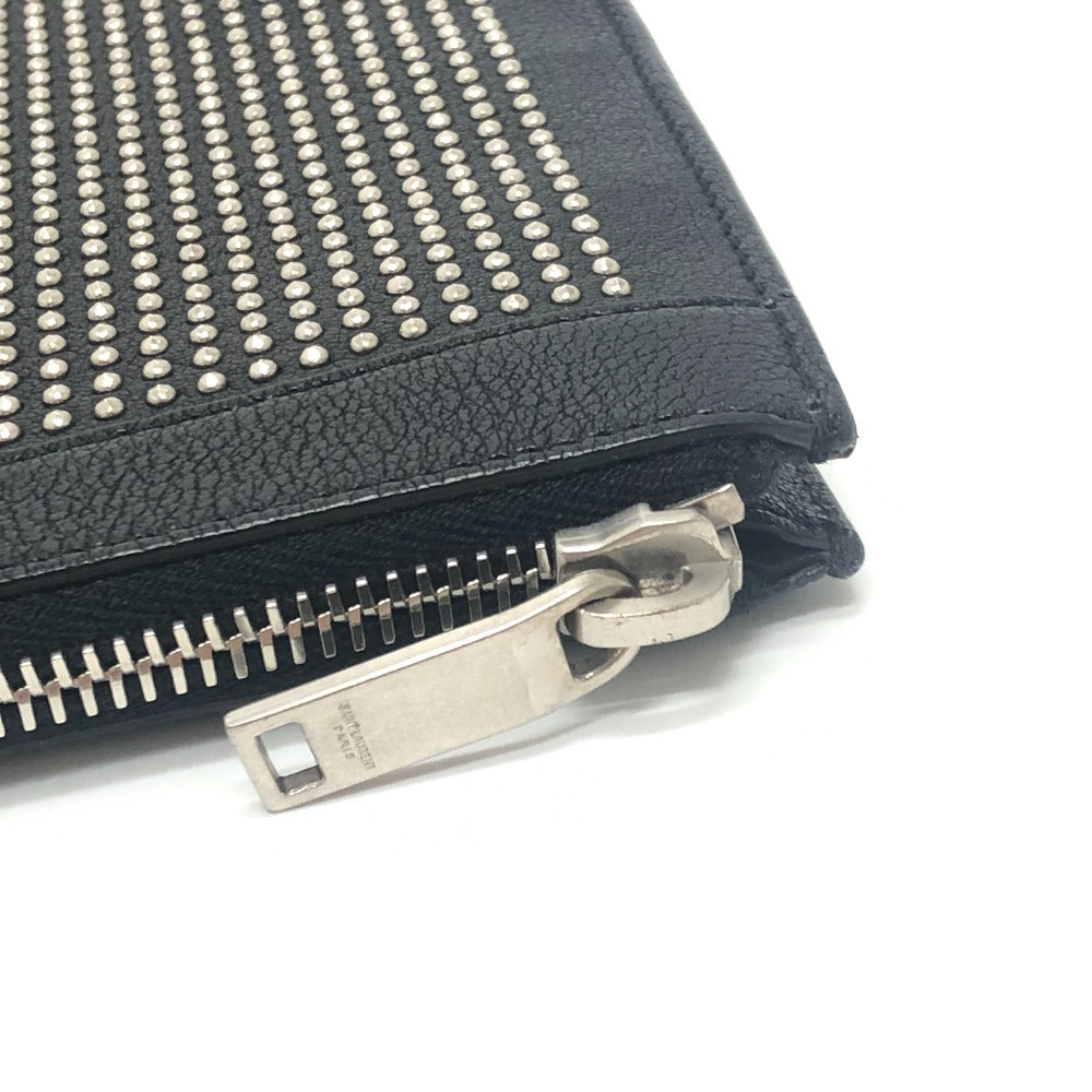 Saint Laurent Studs Flat Cluch Bag Leather Clutch bag Leather Black Used