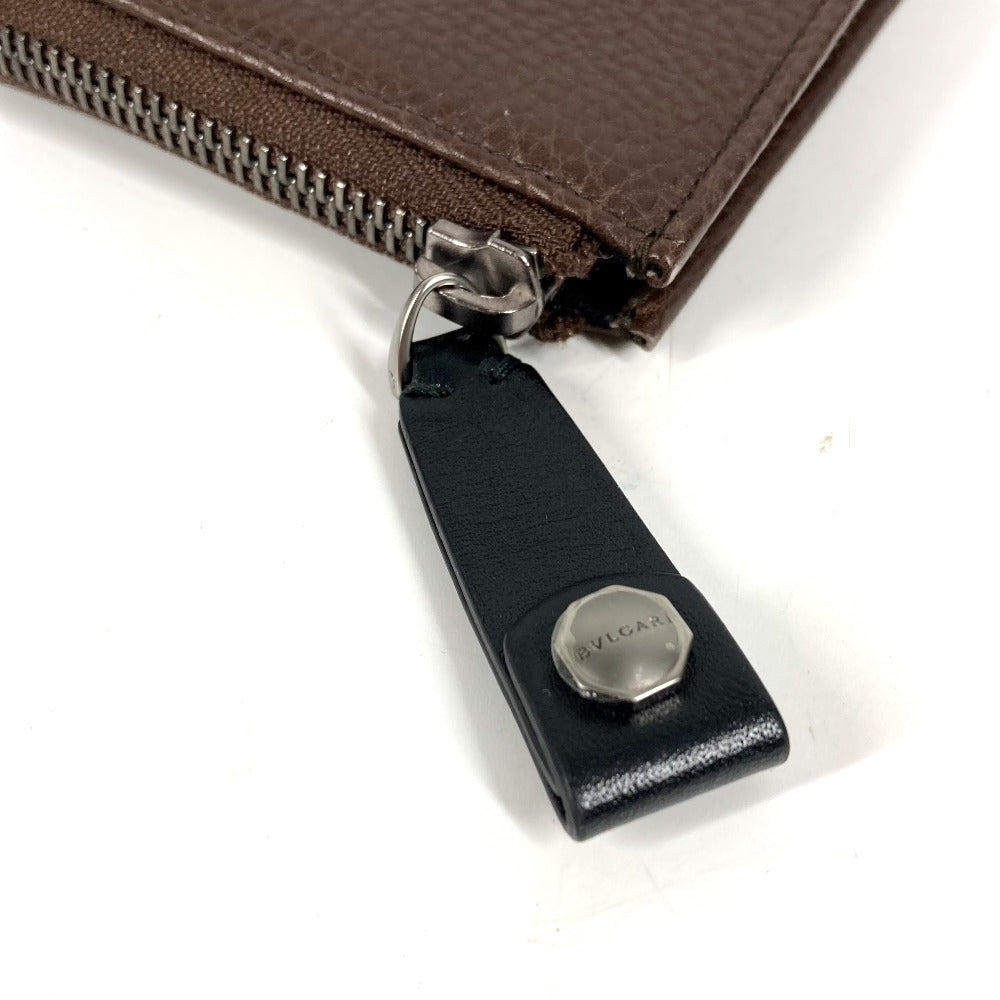 BVLGARI L字ファスナー ロゴ カバン セカンドバッグ クラッチバッグ レザー ユニセックス ブラウン