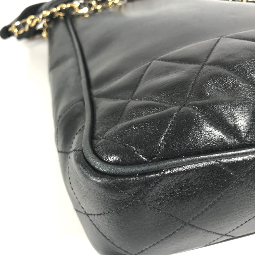 CHANEL ヴィンテージ マトラッセ Wチェーン トートバッグ キルティング CC ココマーク ロゴ 肩掛け カバン ショルダーバッグ レザー レディース ブラック