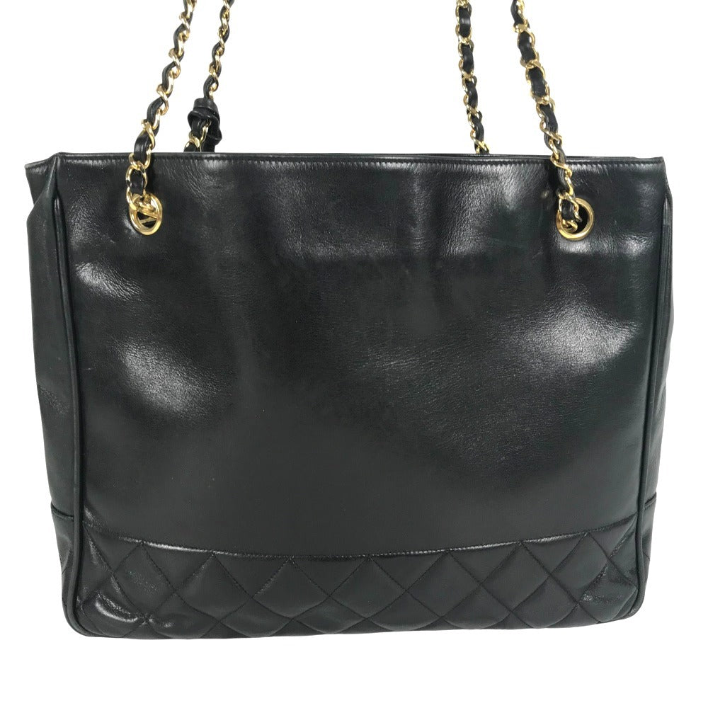 CHANEL ヴィンテージ マトラッセ Wチェーン トートバッグ キルティング CC ココマーク ロゴ 肩掛け カバン ショルダーバッグ レザー レディース ブラック