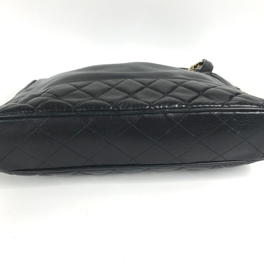 CHANEL ヴィンテージ マトラッセ Wチェーン トートバッグ キルティング CC ココマーク ロゴ 肩掛け カバン ショルダーバッグ レザー レディース ブラック