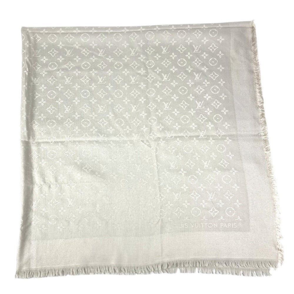 LOUIS VUITTON M71336 Monogram Shawl Monogram Shawl Monogram Fringe Scarf Stole Large Shawl Silk Unisex Beige