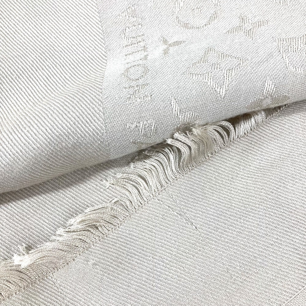 LOUIS VUITTON M71336 Monogram Shawl Monogram Shawl Monogram Fringe Scarf Stole Large Shawl Silk Unisex Beige