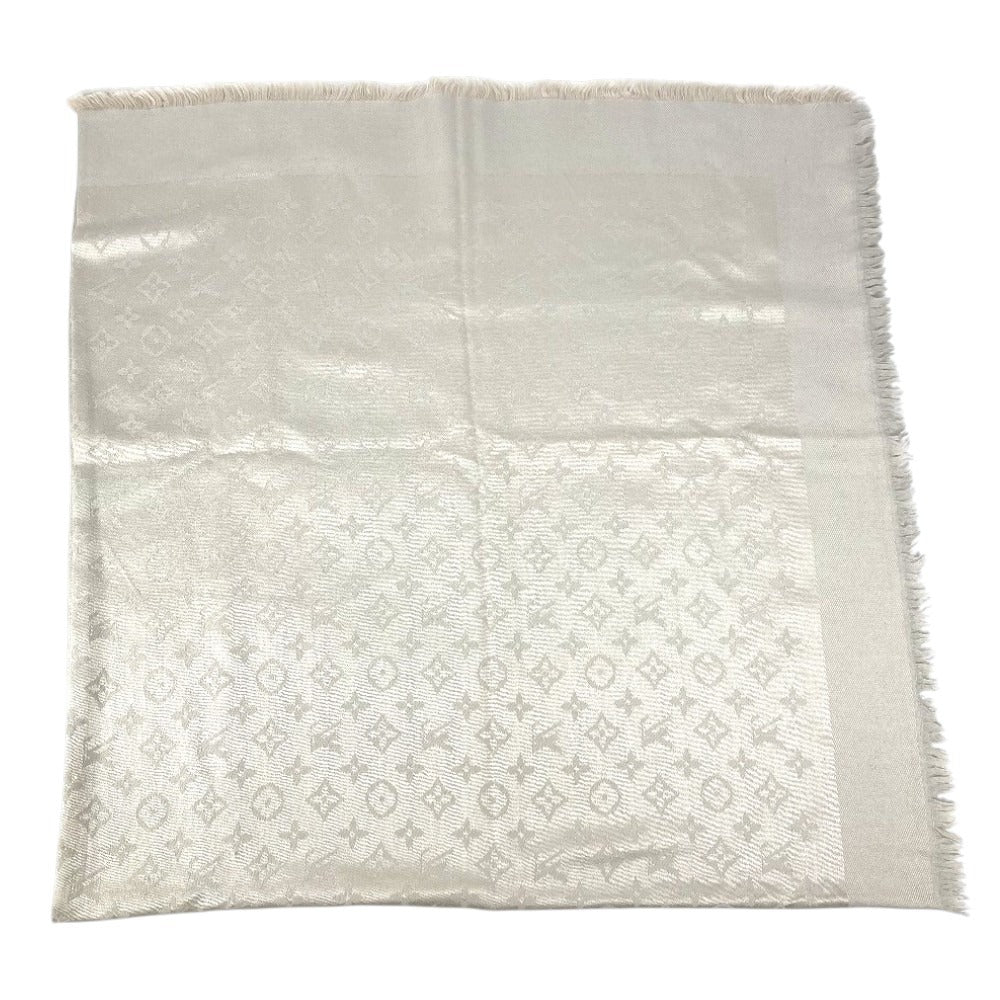 LOUIS VUITTON M71336 Monogram Shawl Monogram Shawl Monogram Fringe Scarf Stole Large Shawl Silk Unisex Beige