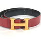 HERMES ヴィンテージ Hベルト バックル ベルト ベルト レザー レディース レッド×ブラック