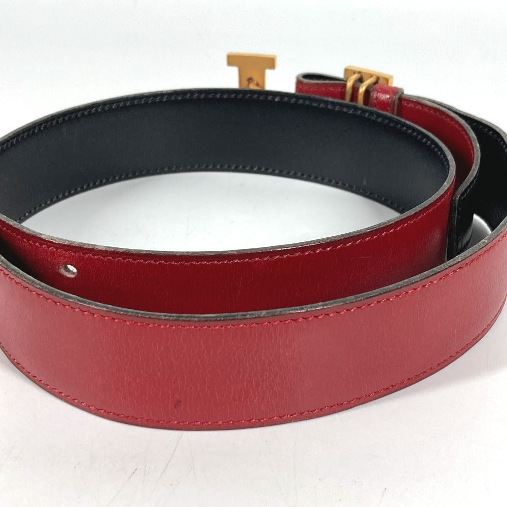 HERMES ヴィンテージ Hベルト バックル ベルト ベルト レザー レディース レッド×ブラック