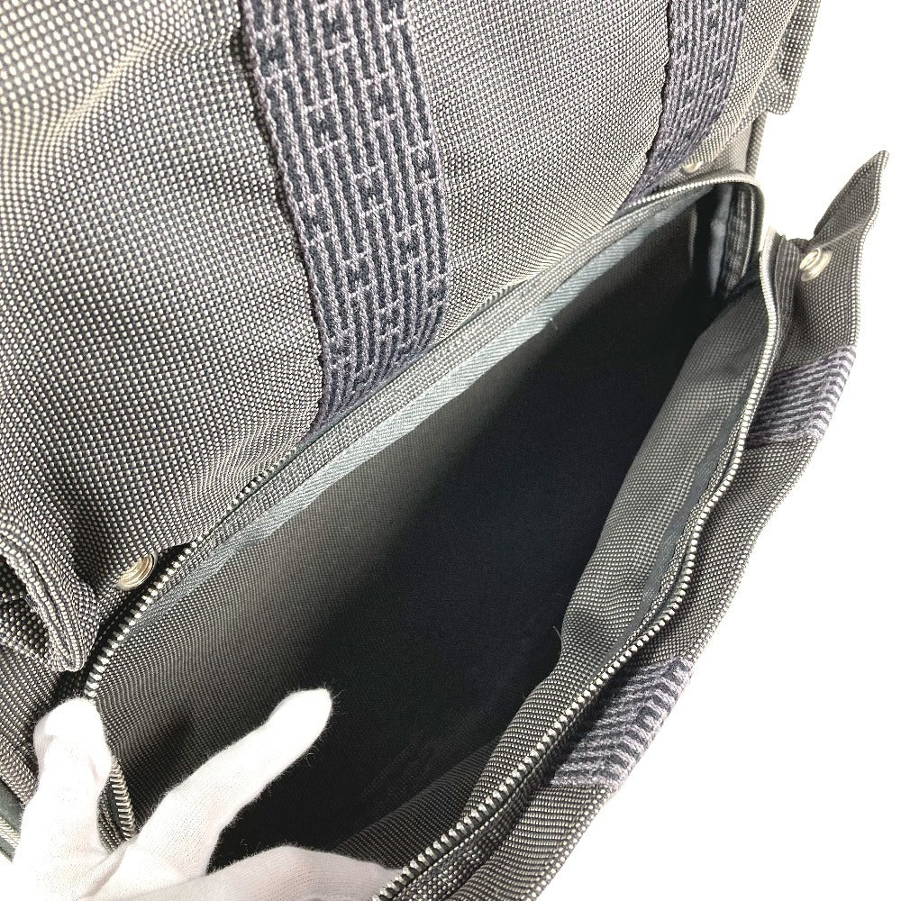 HERMES 2 Wheel Suitcase Logo Travel Bag Carry Bag Canvas Unisex Gray