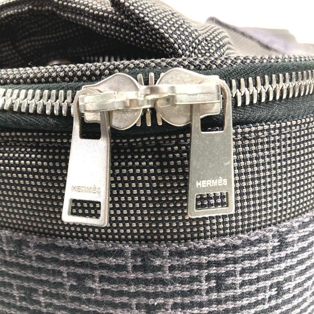 HERMES 2 Wheel Suitcase Logo Travel Bag Carry Bag Canvas Unisex Gray