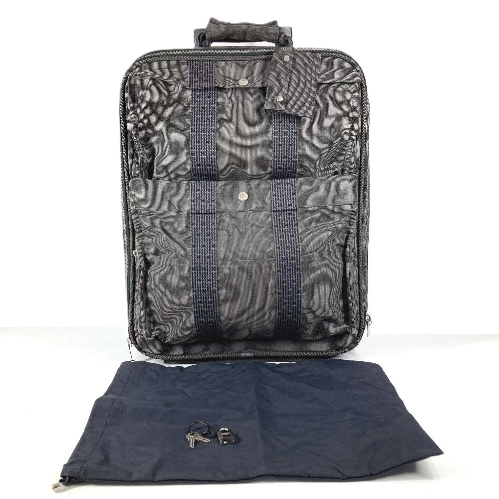 HERMES 2 Wheel Suitcase Logo Travel Bag Carry Bag Canvas Unisex Gray