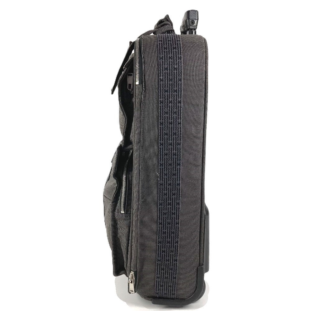 HERMES 2 Wheel Suitcase Logo Travel Bag Carry Bag Canvas Unisex Gray