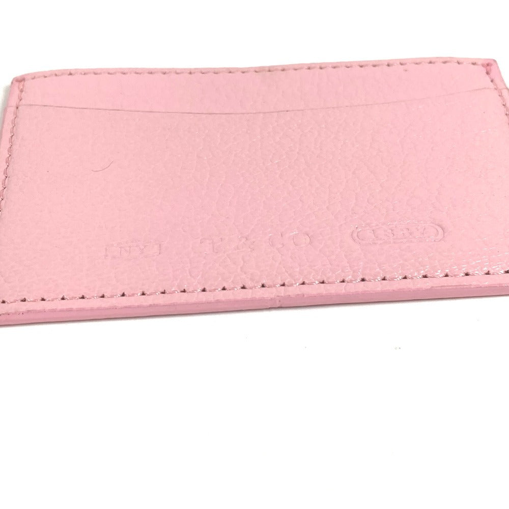 TIFFANY&Co. Logo Business Card Holder Pass Case Card Case Leather Unisex Pink