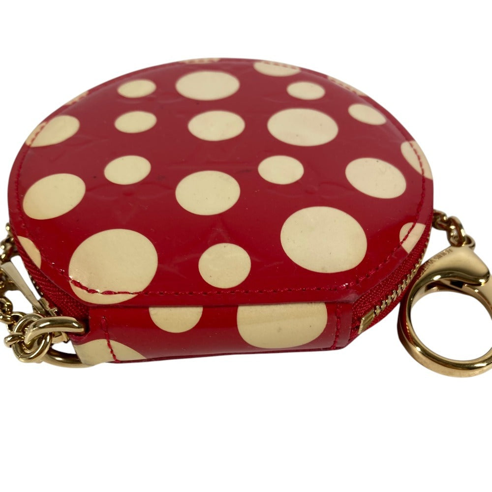 LOUIS VUITTON M91570 Yayoi Kusama Collaboration Dots Polka Dot Portemonnaie Chapeau Wallet Coin Purse Round Zipper with Chain Coin Case Patent Leather Unisex Red