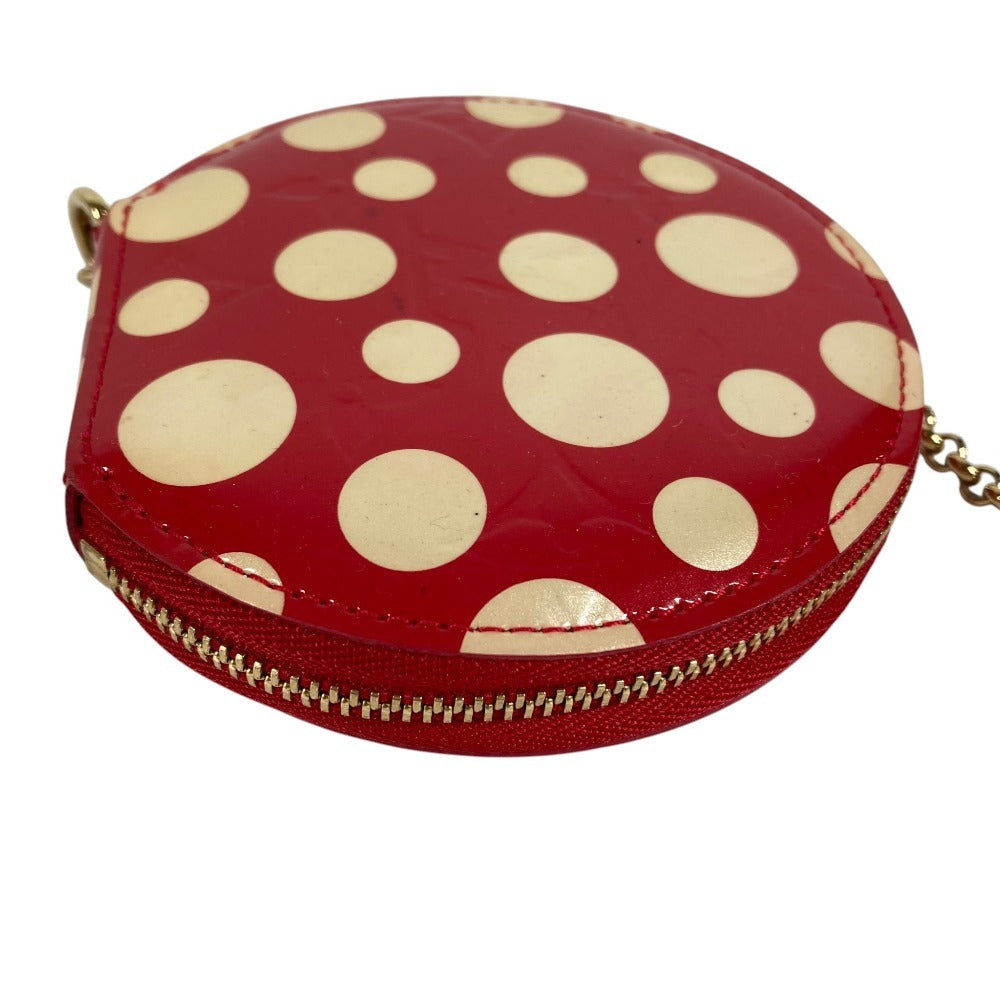 LOUIS VUITTON M91570 Yayoi Kusama Collaboration Dots Polka Dot Portemonnaie Chapeau Wallet Coin Purse Round Zipper with Chain Coin Case Patent Leather Unisex Red