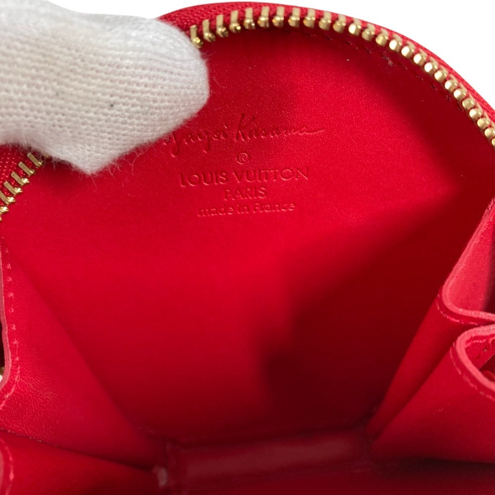 LOUIS VUITTON M91570 Yayoi Kusama Collaboration Dots Polka Dot Portemonnaie Chapeau Wallet Coin Purse Round Zipper with Chain Coin Case Patent Leather Unisex Red