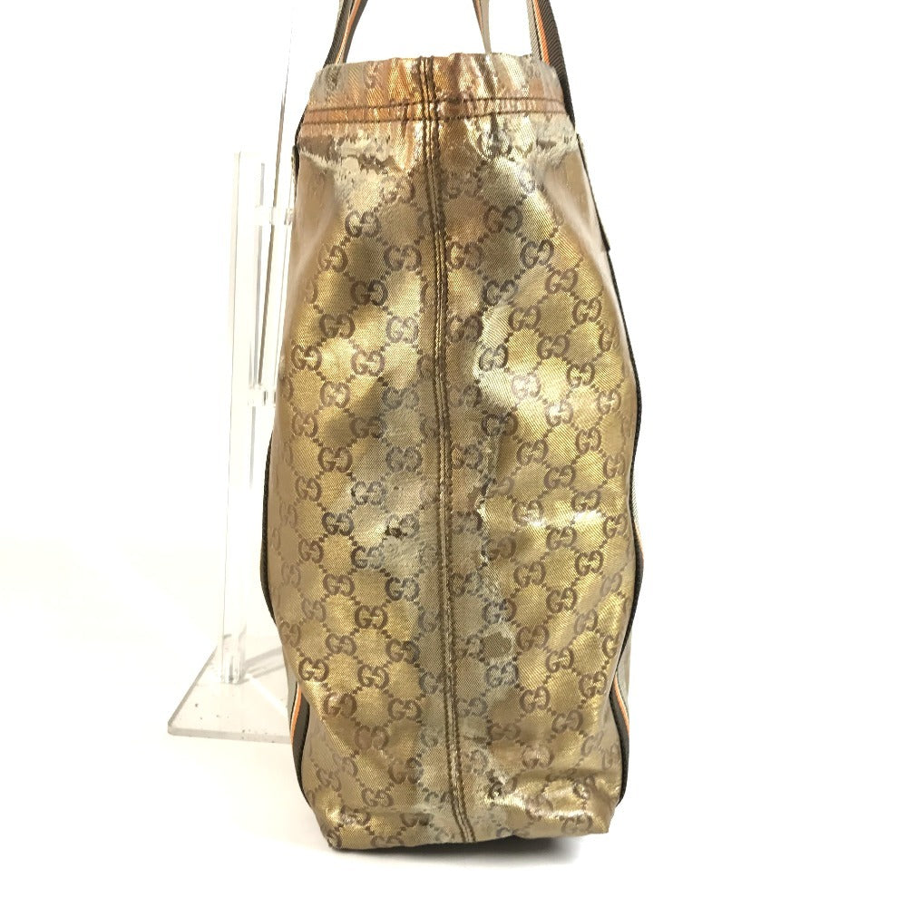 GUCCI 189669 GGクリスタル ロゴ ショルダーバッグ 肩掛け カバン トートバッグ コーティングキャンバス ユニセックス ゴールド