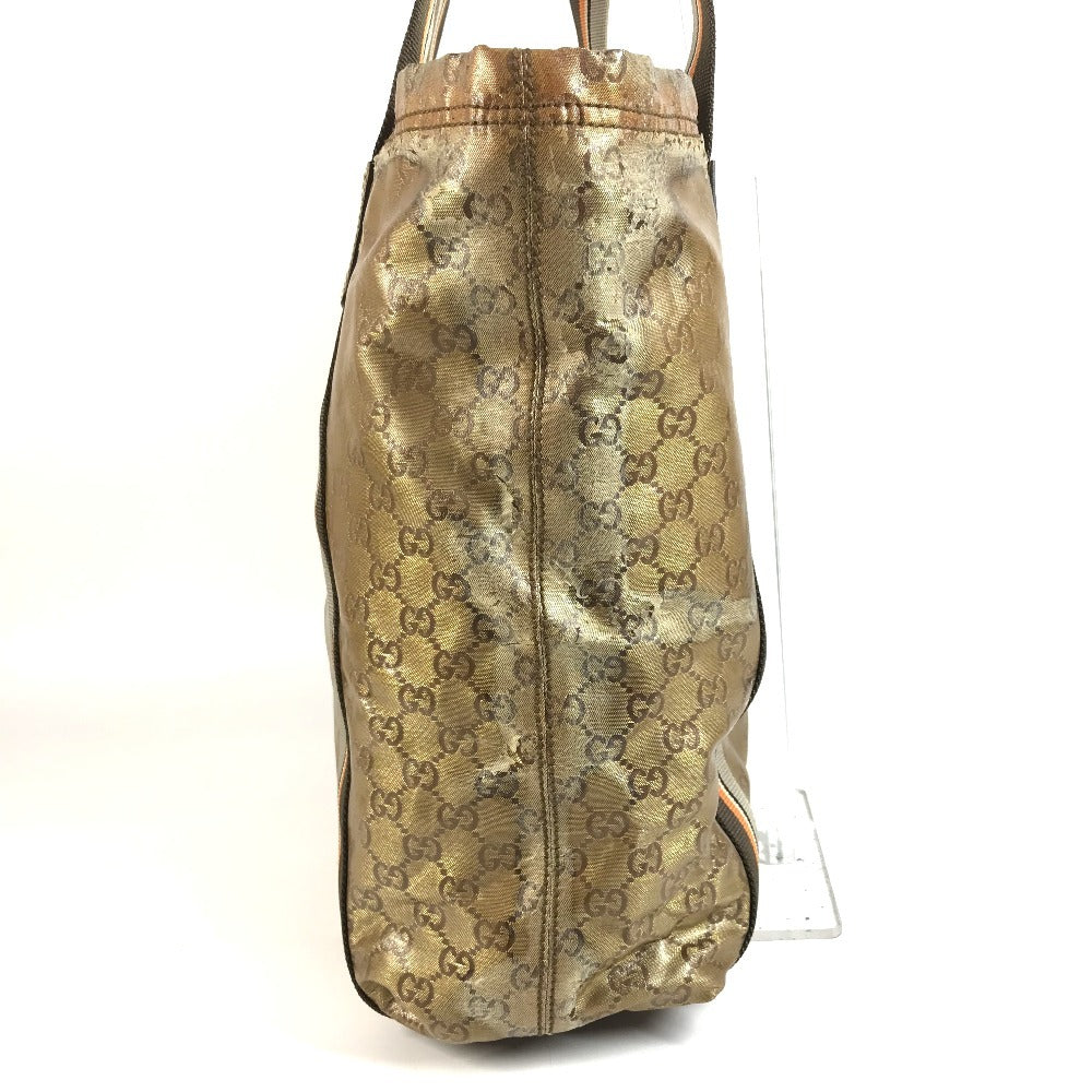 GUCCI 189669 GGクリスタル ロゴ ショルダーバッグ 肩掛け カバン トートバッグ コーティングキャンバス ユニセックス ゴールド