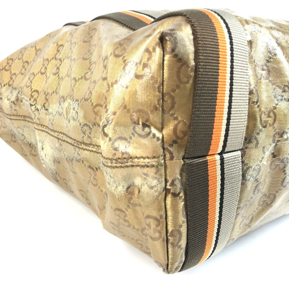 GUCCI 189669 GGクリスタル ロゴ ショルダーバッグ 肩掛け カバン トートバッグ コーティングキャンバス ユニセックス ゴールド
