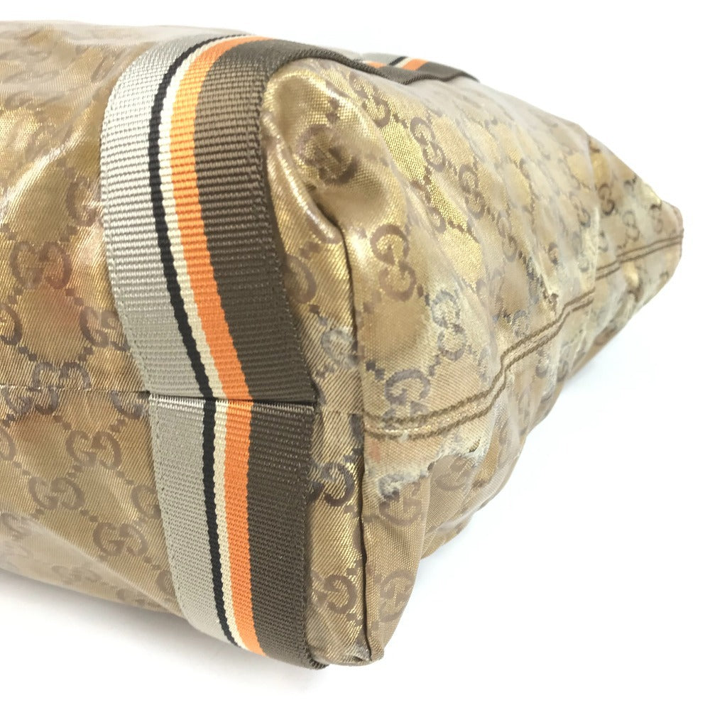 GUCCI 189669 GGクリスタル ロゴ ショルダーバッグ 肩掛け カバン トートバッグ コーティングキャンバス ユニセックス ゴールド