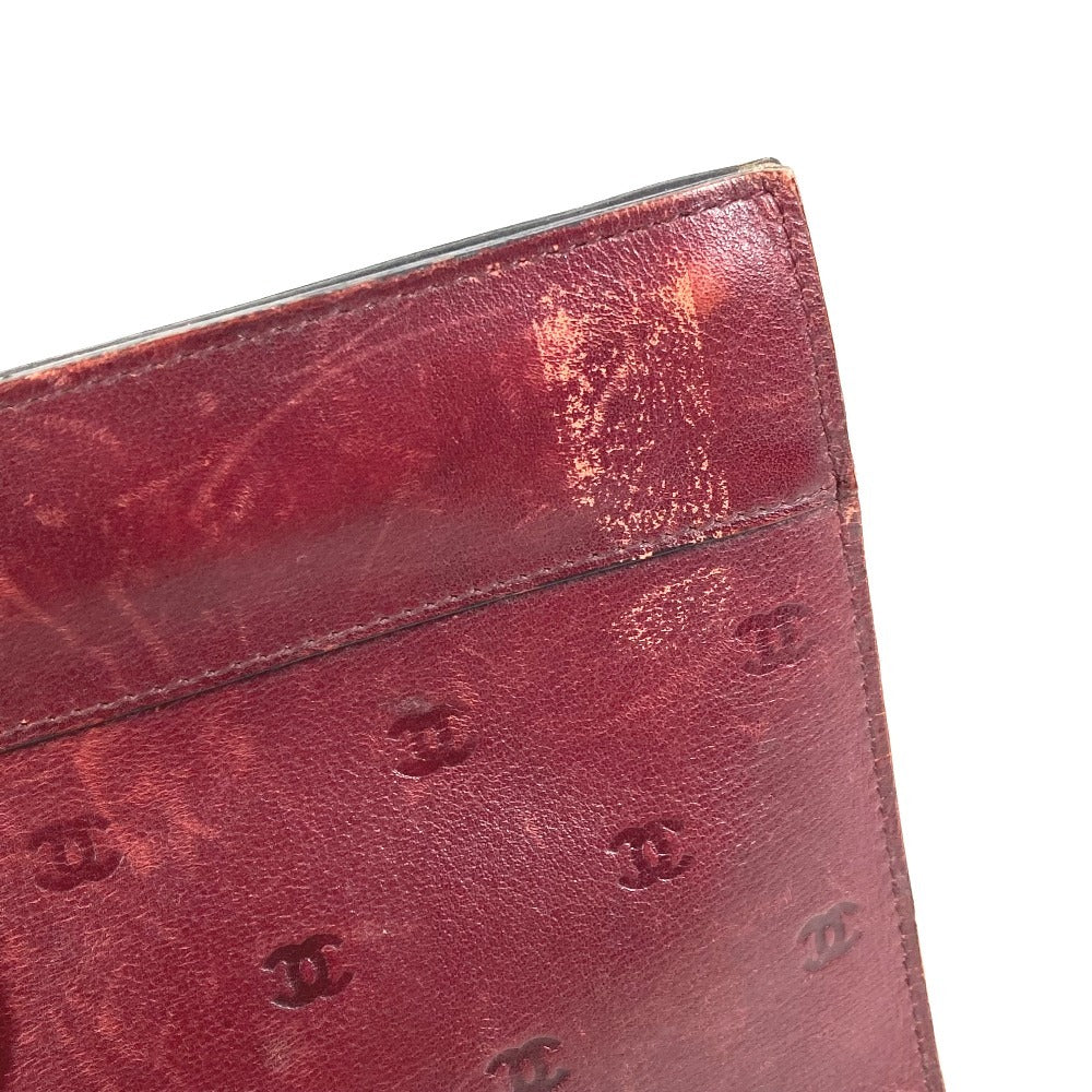 CHANEL vintage Logo all-over pattern CC CC Mark Cluch Bag Bag Pouch Clutch bag Leather wine-red Used