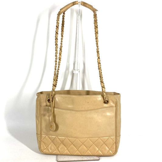 CHANEL ヴィンテージ マトラッセ キルティング　CC ココマーク ロゴ Wチェーンバッグ カバン トートバッグ ショルダーバッグ レザー ユニセックス ベージュ