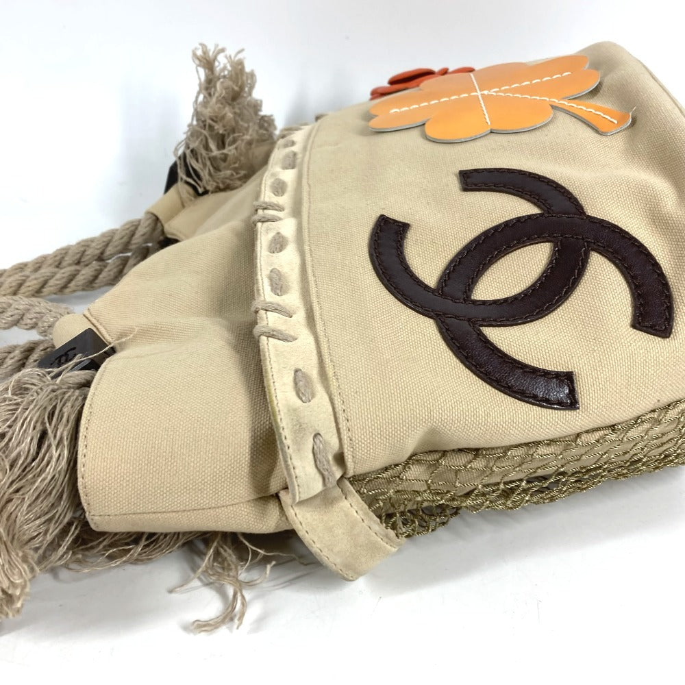 CHANEL フィッシュネット CC ココマーク ロゴ デカココ カバン ショルダーバッグ 肩掛け カバン ハンドバッグ キャンバス レディース ベージュ