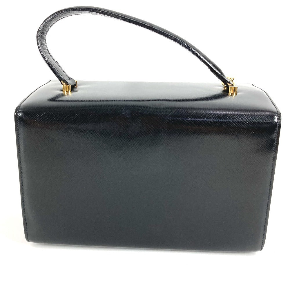 VERSACE ヴィンテージ サンバースト ロゴ バニティバッグ カバン フラップ チェーン ハンドバッグ レザー レディース ブラック