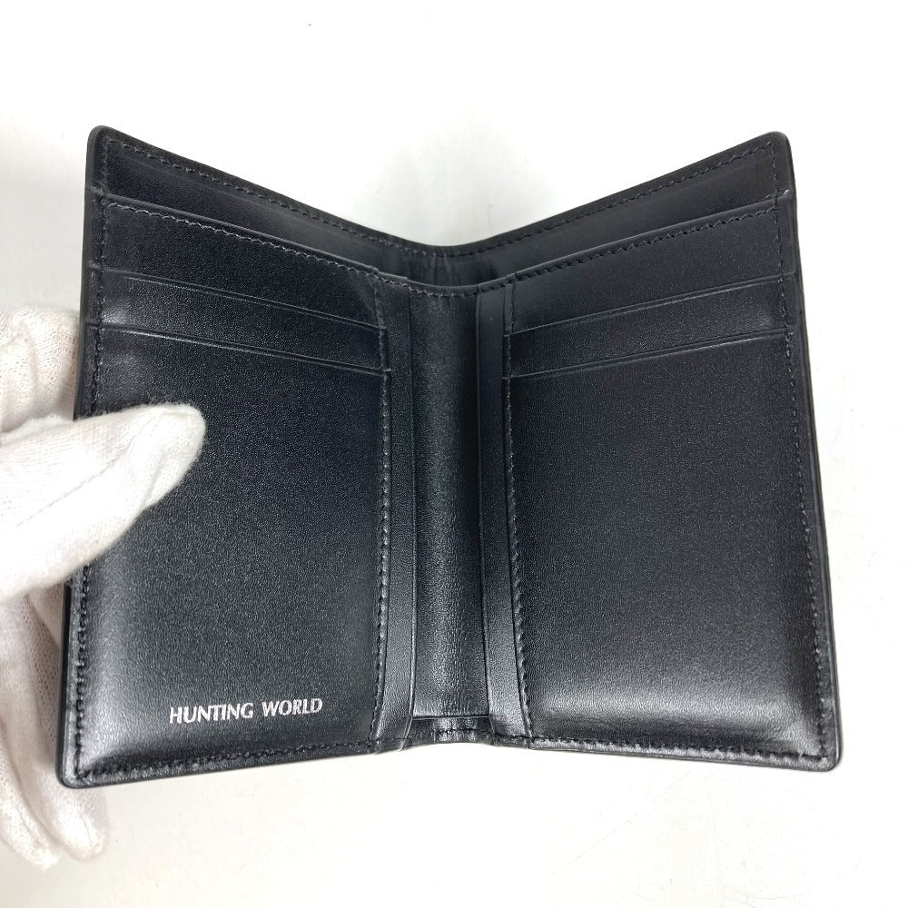 HUNTING WORLD ロゴ 札入れ 財布 名刺入れ パスケース カードケース レザー ユニセックス ブラック