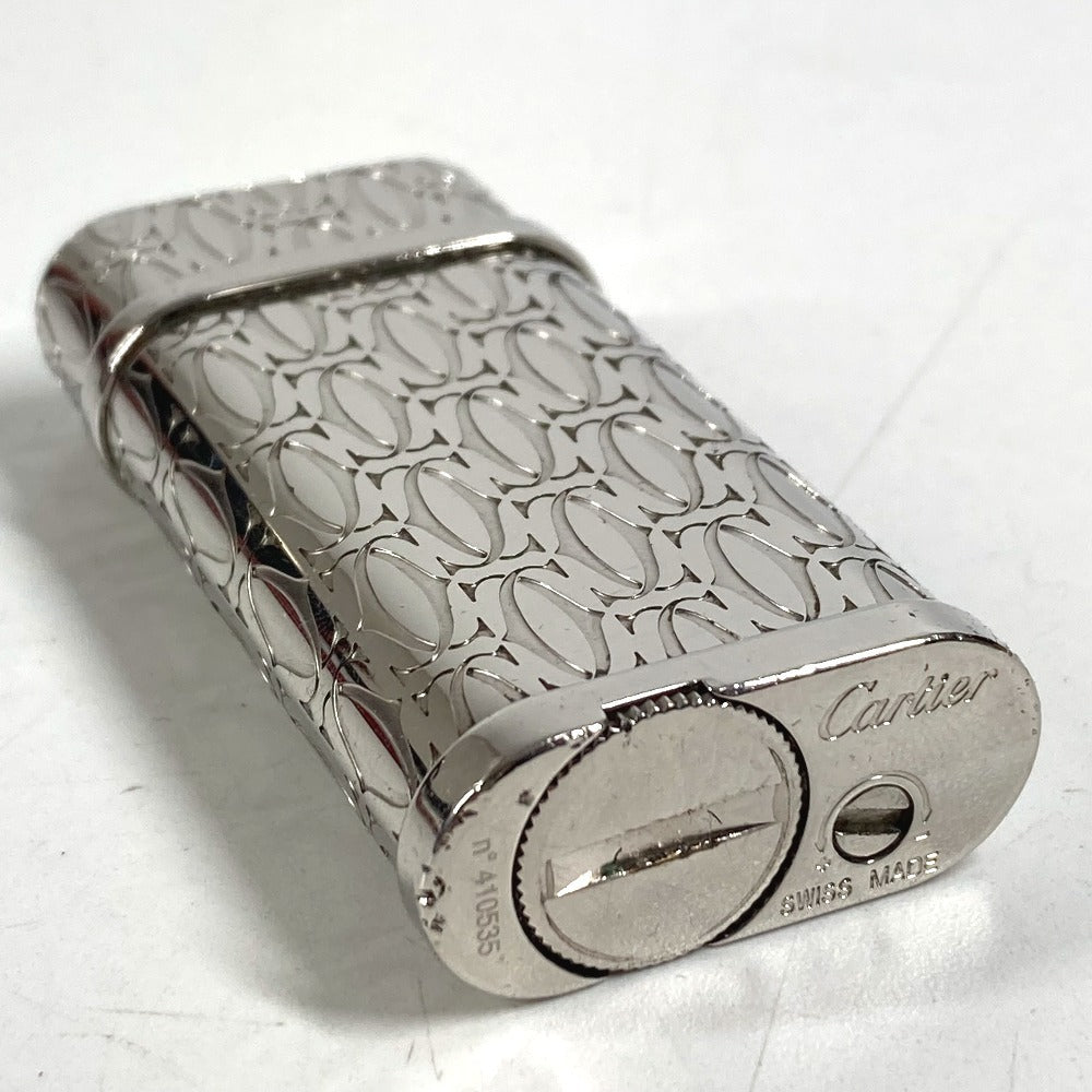 CARTIER C ドゥ カルティエ デコール パラジウム ローラ ライター ロゴ 喫煙具 煙草 タバコ ライター 真鍮 ユニセックス シルバー
