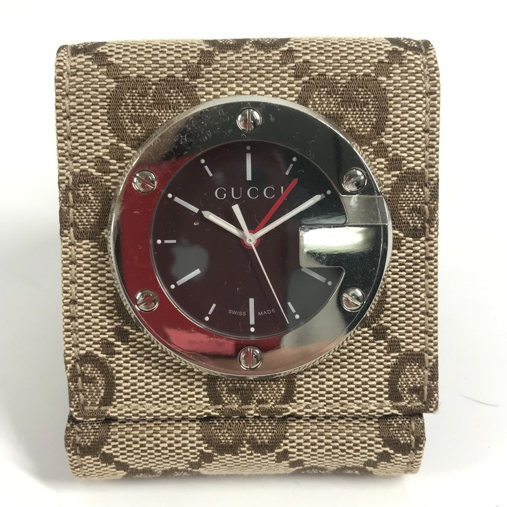 GUCCI YC200001 GG トラベルクロック インテリア 置き時計 置時計 GGキャンバス/レザー ユニセックス ベージュ