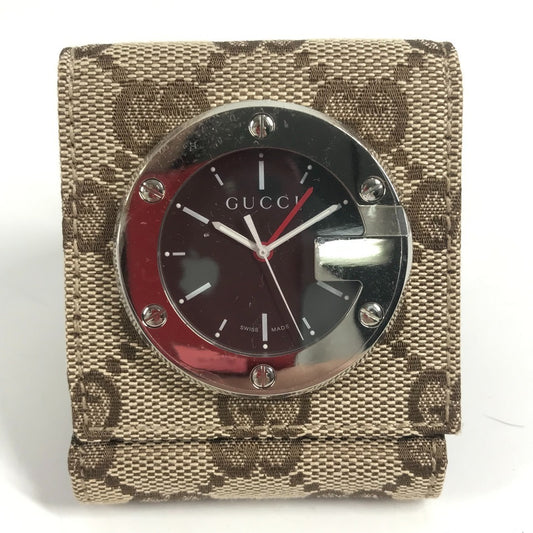GUCCI YC200001 GG トラベルクロック インテリア 置き時計 置時計 GGキャンバス/レザー ユニセックス ベージュ